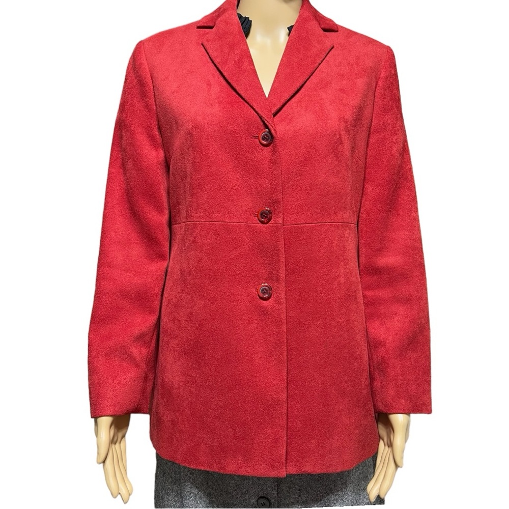 JONES WEAR Suede Jacket Blazer Women's Size 10P Petite Red